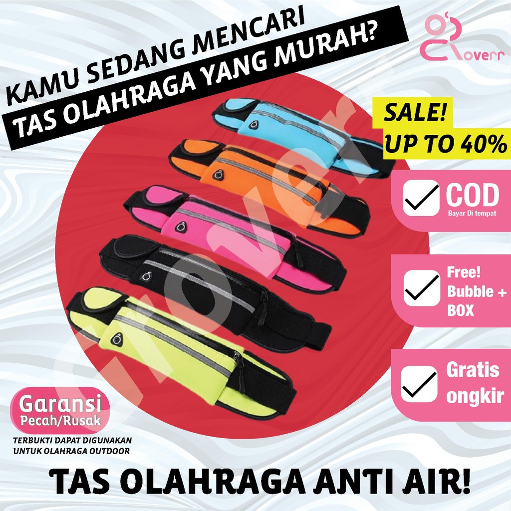 Tas Pinggang Waist Bag Running Belt Olahraga Sport Lari Jogging Waterproof Sepeda