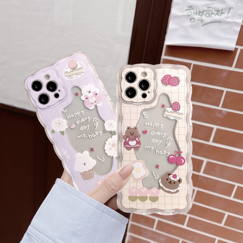 Soft Case Tpu Motif Beruang / Kelinci Untuk iPhone 11 12 13 pro Max 8plus 6 6s 8 7 plus X XR XS Max