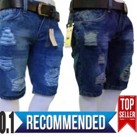 (SALE) Celana Pendek Jeans Pria Keren Distro Model Sobek Robek / Celana Jeans Sobek Pria / Celana Je