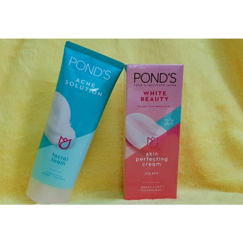 Ponds Acne Solution Facial Foam + Skin Perfecting Cream Oliy Skin 40gr