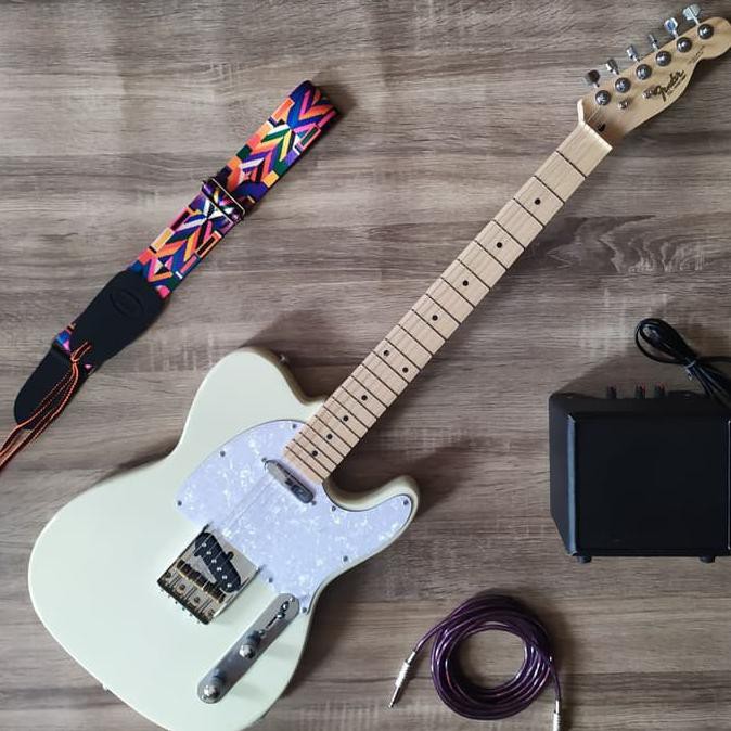 Paketan Gitar Listrik Fender Telecaster Cream
