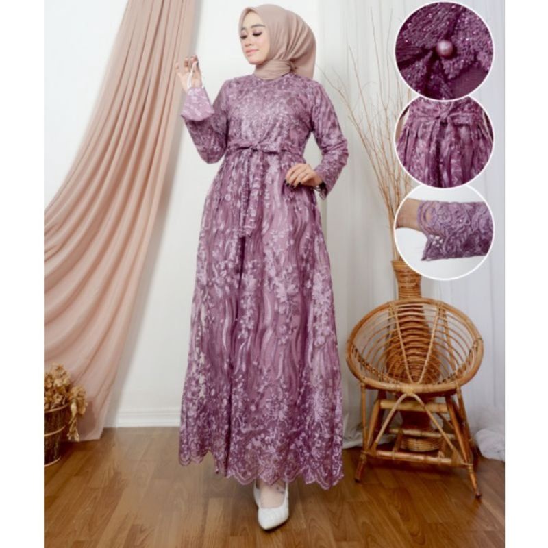 Gamis tulle busui//gamis terbaru//gamis pesta kondangan//gamis pesta jumbo