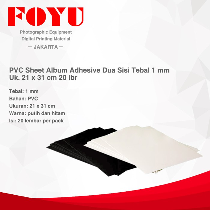 

PVC Sheet Album Adhesive Dua Sisi Tebal 1 mm Uk. 21 x 31 cm 20 lbr