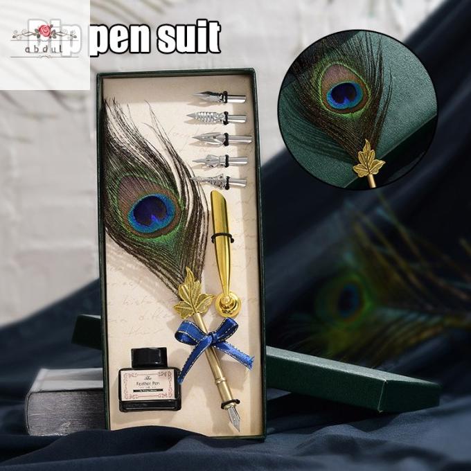 

(BISA COD) Set Pena Bulu Quill Retro Dengan 5pcs Nib Ekstra Untuk Menulis PROMO Kode 257