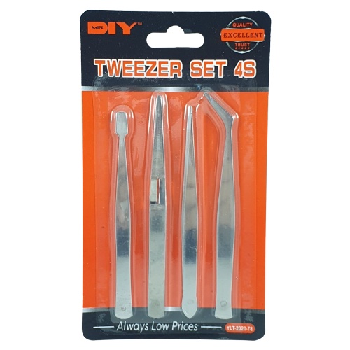 Pinset Set 4in1 Pencapit 4pcs Tweezer 4 in 1 Pingset 4 pcs MR. DIY YLT202078