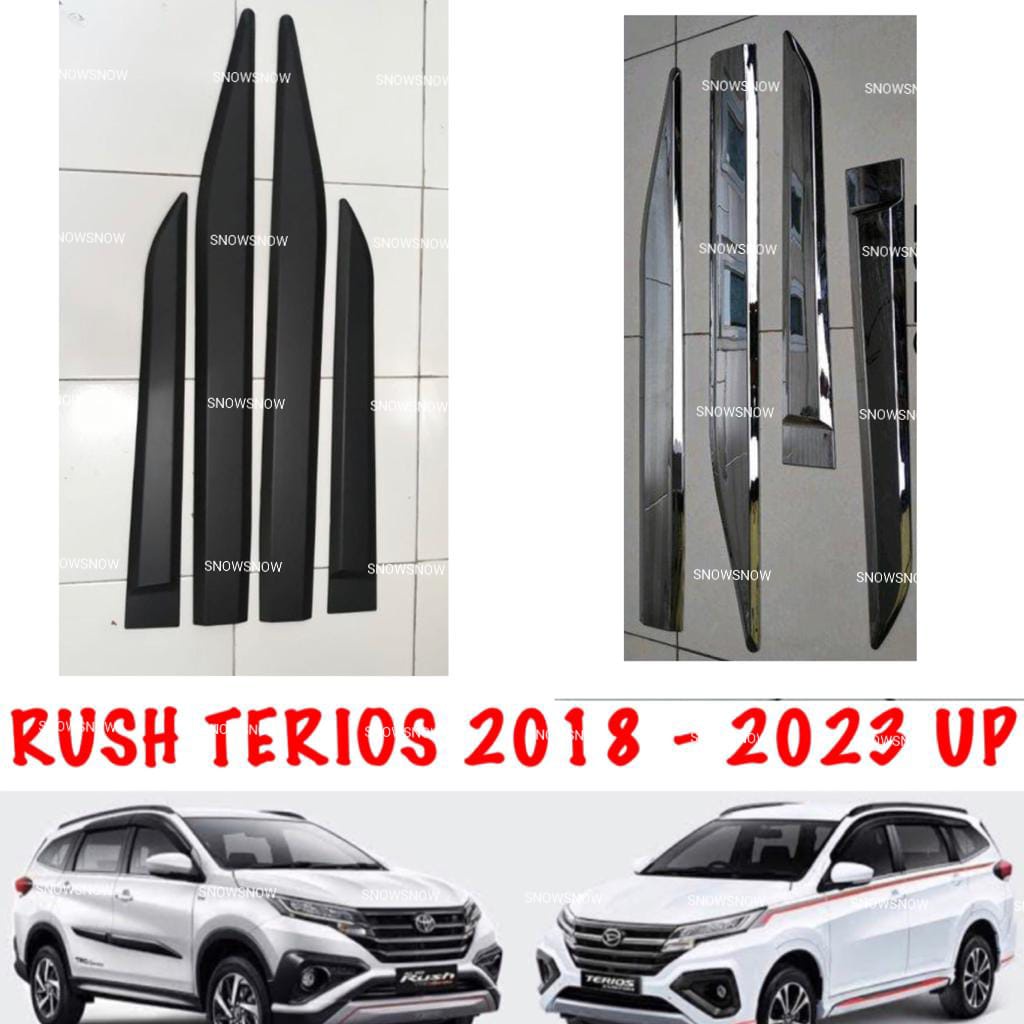 List Body Samping All New Rush Terios 2018 2020 2022 2023 Up Hitam Doff Chrome