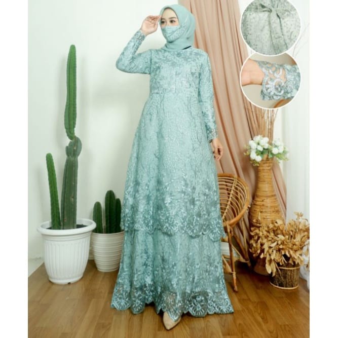 New Gamis Kondangan Tille Mutiara Tingkat Yuna- Click Fashion
