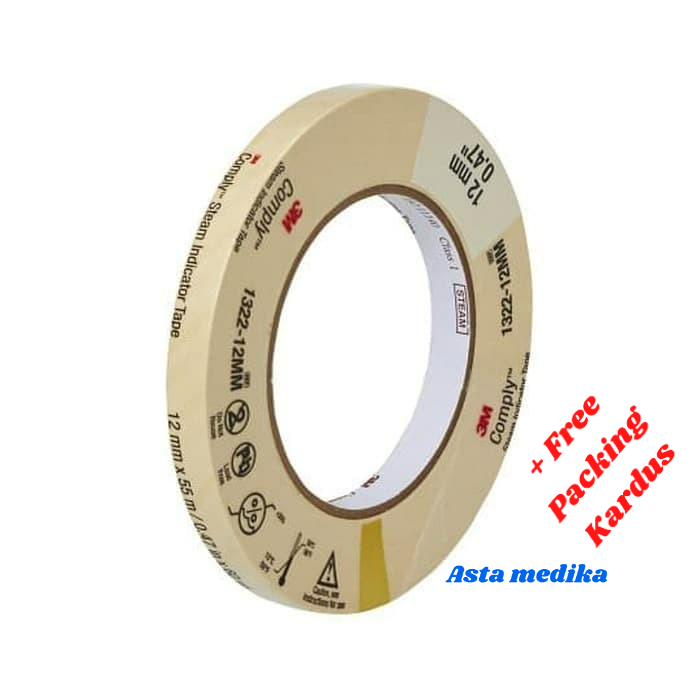 Autoclave Tape 12mm &amp; 18mm 3M - Comply Steam Indicator Tape - Adhesive Tape 1322 12mm &amp; 1322 18mm 3M