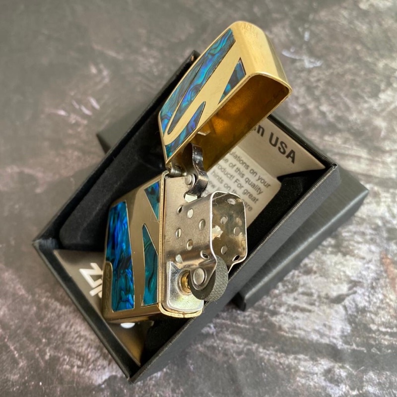 COD- Korek Api Zippo Gold Premium Blue Wave Rolisstore