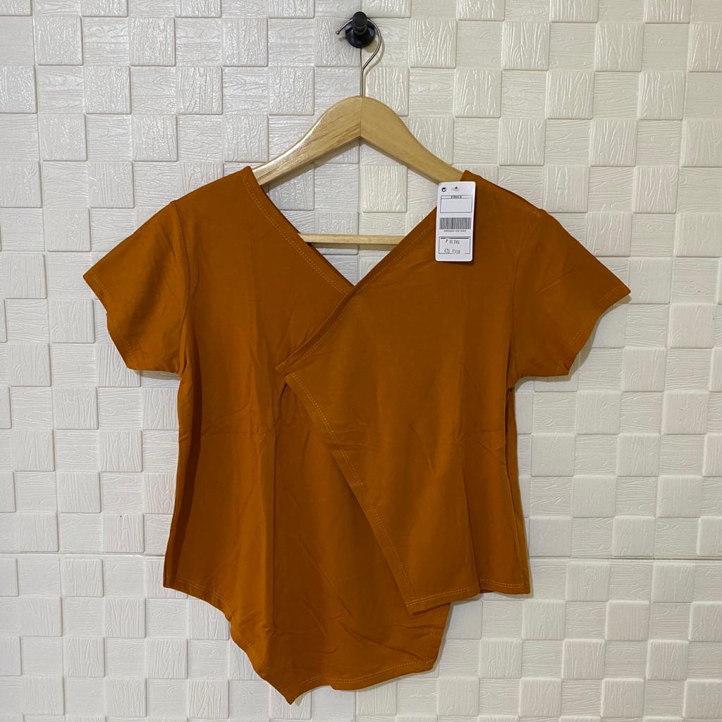 atasan vneck sambung lengan pendek wanita/kaos wanita/atasan terbaru/kaos vneck /kaos polos shabhira-1