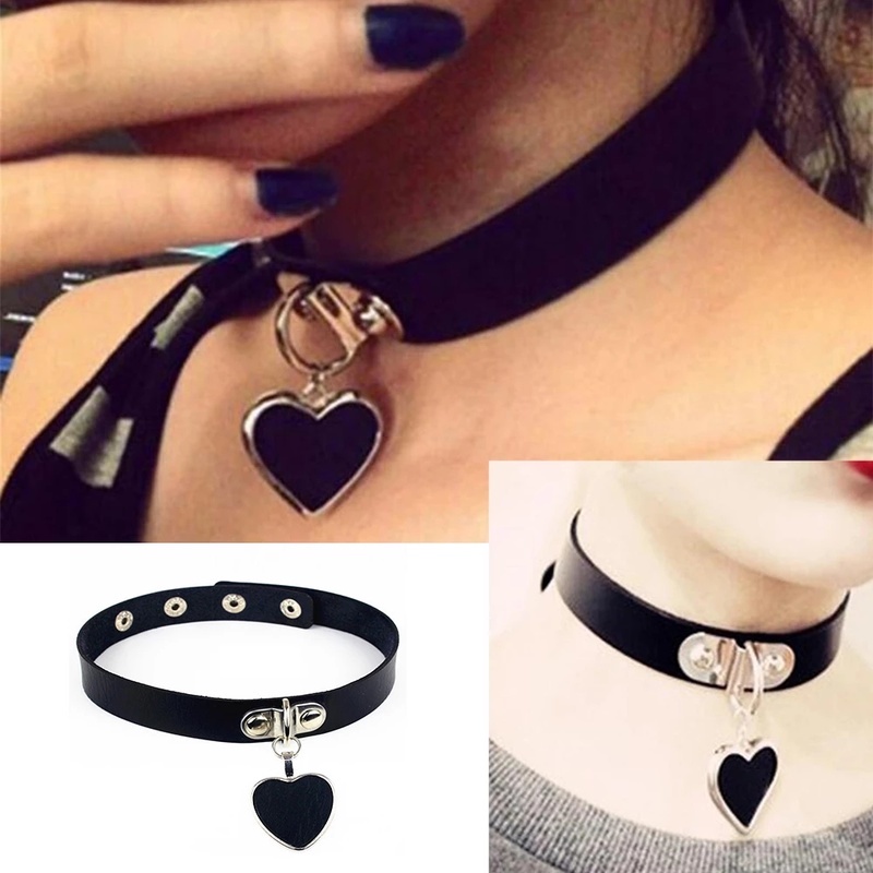 Multi-style Black Punk Alloy Charm Leather Vintage Choker/ Hip Hop Personality Heart Cross Rivet Necklace