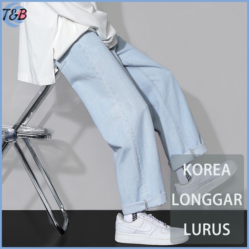 Celana longgar pria celana lebar pria celana kasual celana jeans panjang celana jens pria riped jeans pria celana jeans korea pria Jeans pria Korean