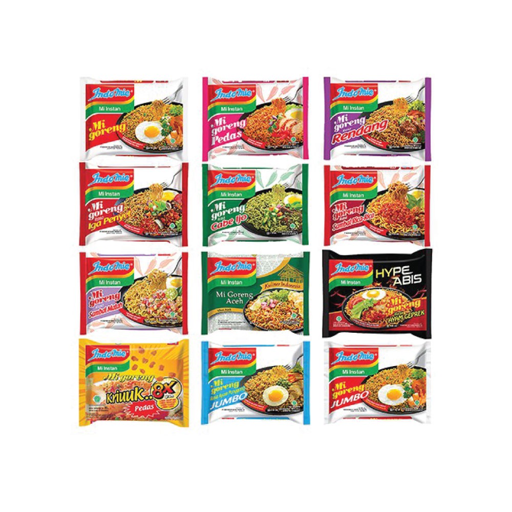 

INDOMIE GORENG (RENDANG / CABE IJO / IGA PENYET / PEDAS / RICA / GEPREK / ACEH / MATAH / KRIYUK) PCS