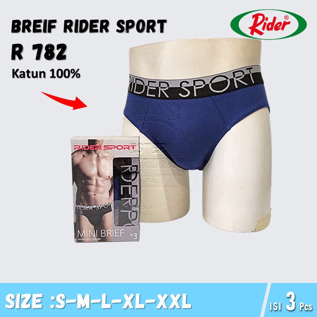 Celana Dalam Pria Rider Sport R 782 isi 3Pcs/Pack Bahan Katun