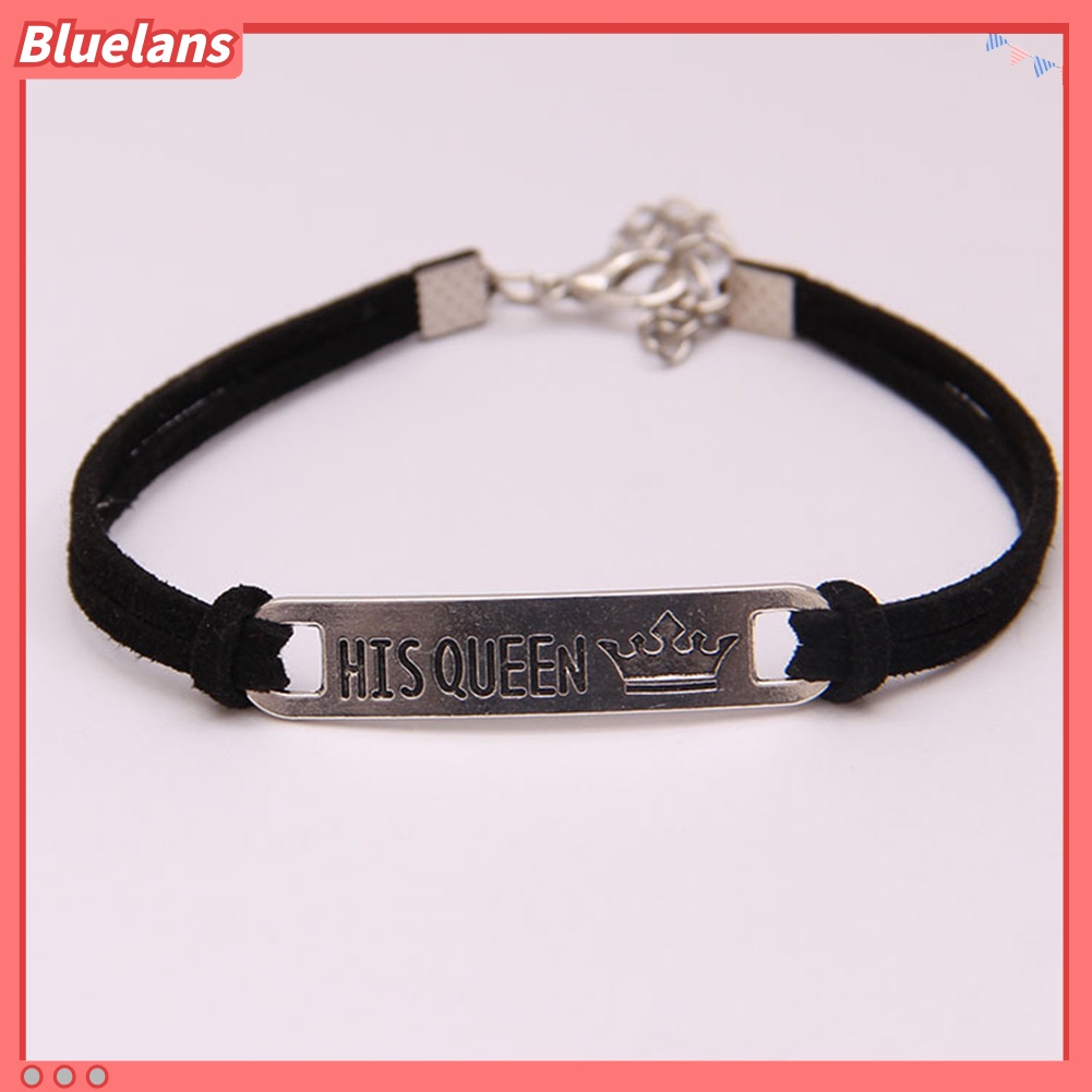 Bluelans Fashion His Queen Her King Couple Bracelet Matching Bangles Lovers Jewelry Gift