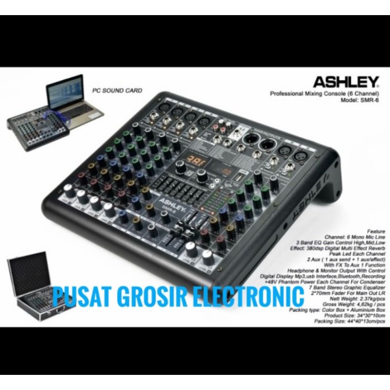 MIXER AUDIO ASHLEY SMR6 SMR 6 6 CHANNEL