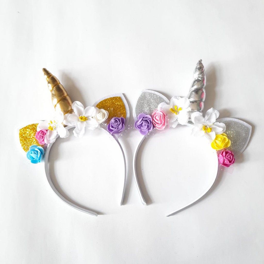 Bando Unicorn Warna Pink Silver Terlaris Aksesoris Bandana Anak Lucu Gemas Pita Kunciran Unicorn