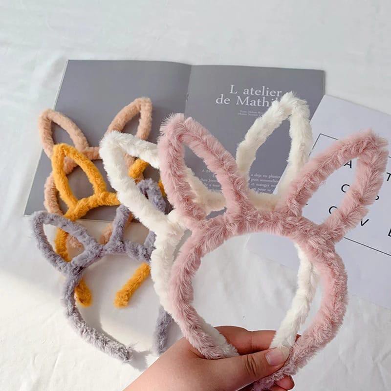 Bando Bunny Korean Style Anak Perempuan / Kuping Kelinci Polos Headband Bunny Wanita Imut Bulu Halus Murah Babycinnamon
