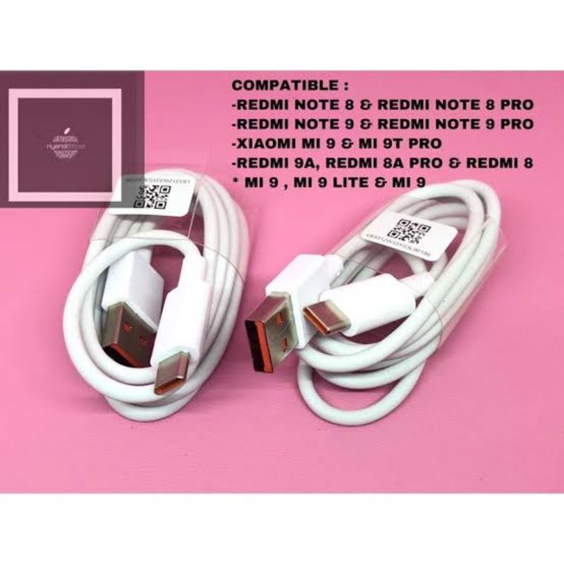 KABEL DATA XIAOMI TYPE C QUICK CHARGE REDMI 9/NOTE 9/9 PRO/NOTE 10/10S/POCO X3 F3 M3 M4 PRO/ mi 10T mi11 (kabel data TURBO)