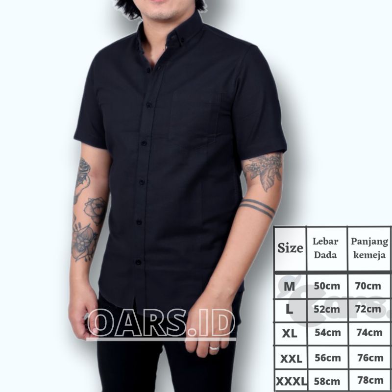 kemeja pria polos lengan pendek putih boyi topman jumbo big size slim fit