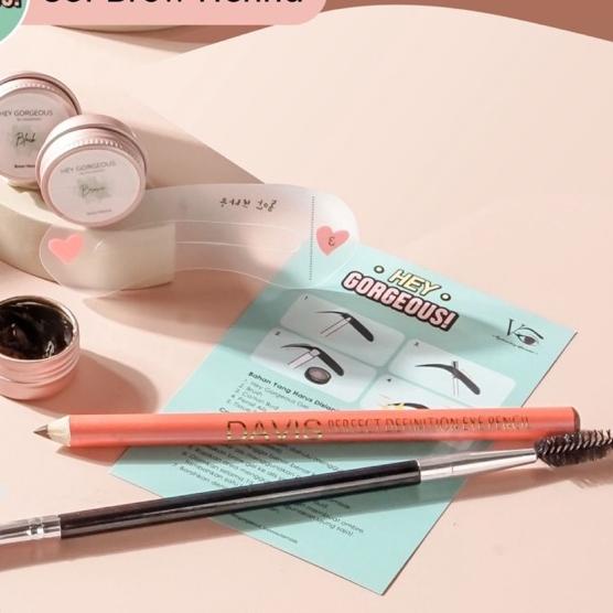 HEY GORGEOUS Henna Alis Waterproof Hey Gorgeous Set Brow Halal Tahan 3-5 Hari Free Pensil Alis By Vo