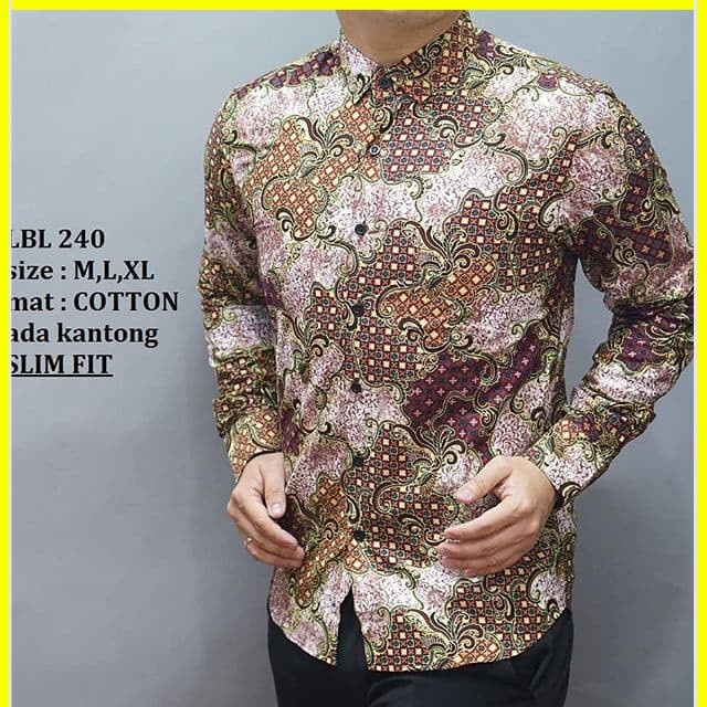 KEMEJA PRIA BATIK LENGAN PANJANG HEM BAHAN KATUN HALUS 40S LBL 240 MEWAH PREMIUM BAJU ELEGANT SIZE M L XL SKU MS PENDEK JAKARTA PLATINUM