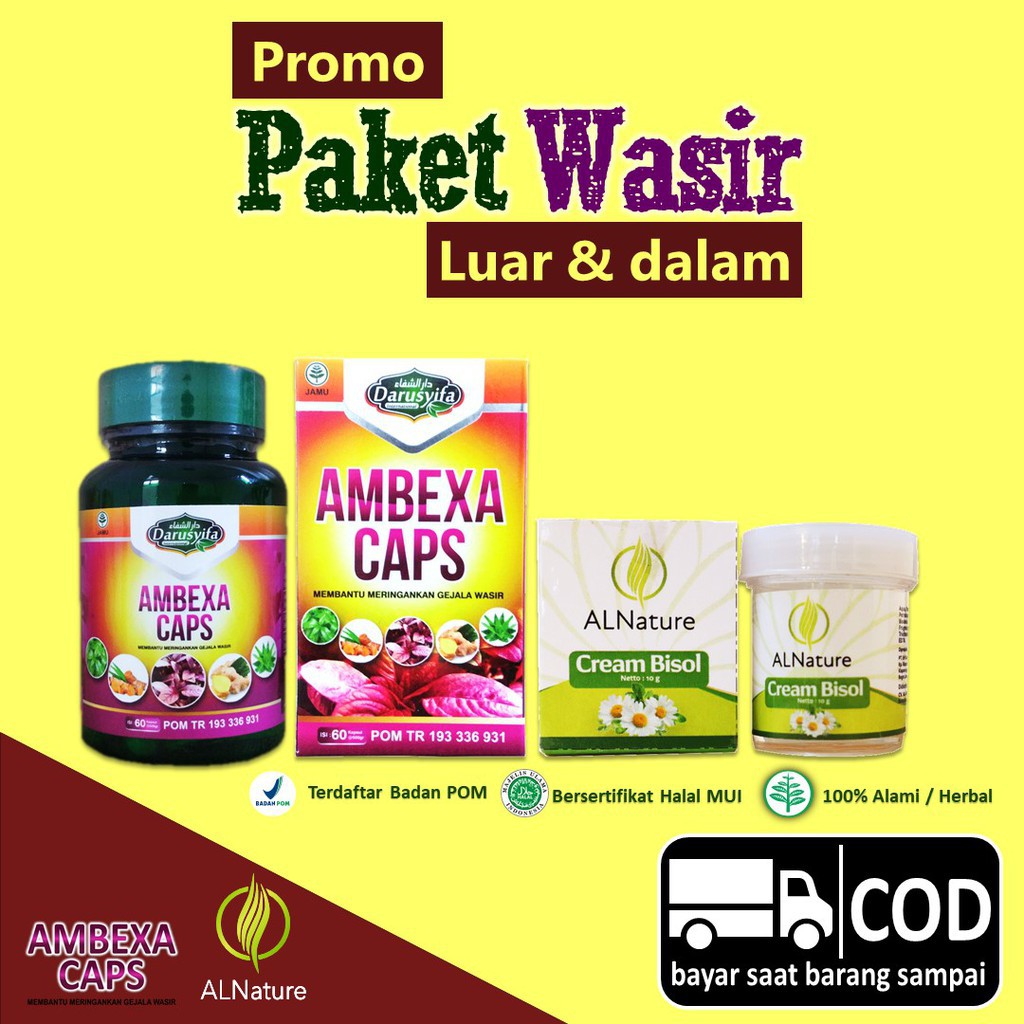 Ambexa Caps Kapsul Daun Ungu Untuk Ambeien Wasir Bab Berdarah Original