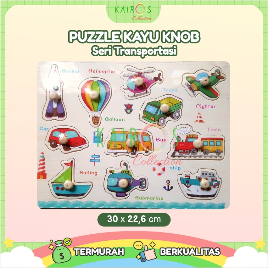 Puzzle Anak Kayu Knob Belajar Transportasi