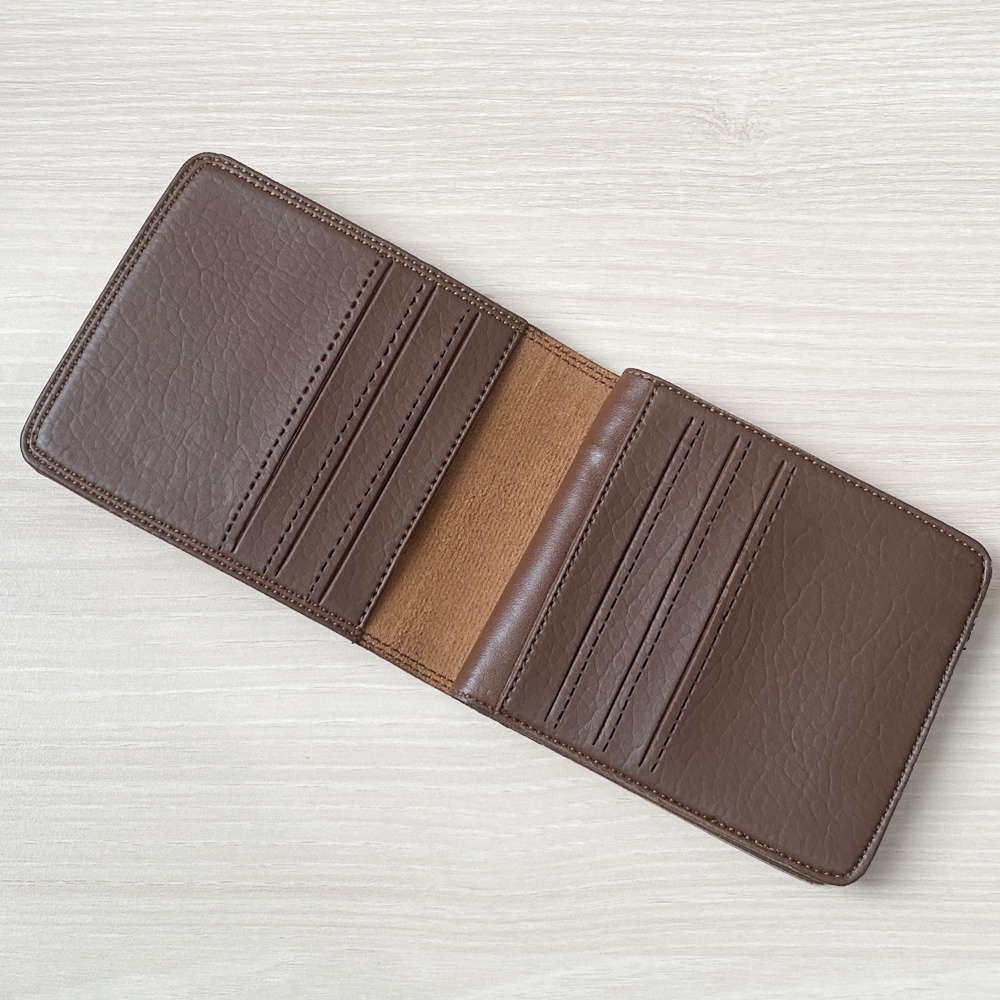 SHOPEE 6.6 SUPER SALE!! Fashion Pria Dompet Pendek Lipat Dua Full Kulit Luar dan Dalam Dompet Pendek Pria Model Bifold Men Wallet Casual trendy Dompet Kartu - Dark Brown