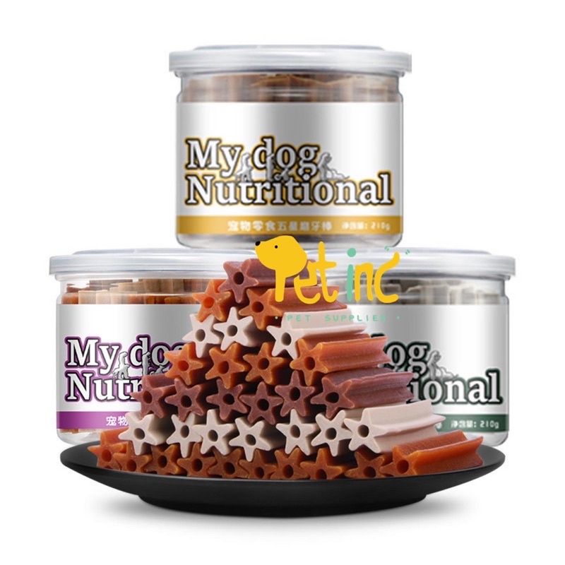 My dog nutritional chewing dental stick jar