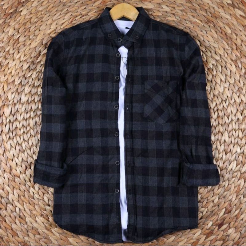 KEMEJA FLANEL PRIA LENGAN PANJANG MOTIF KOTAK KEMEJA DISTRO BAJU HEM ATASAN COWOK KLAMBI
