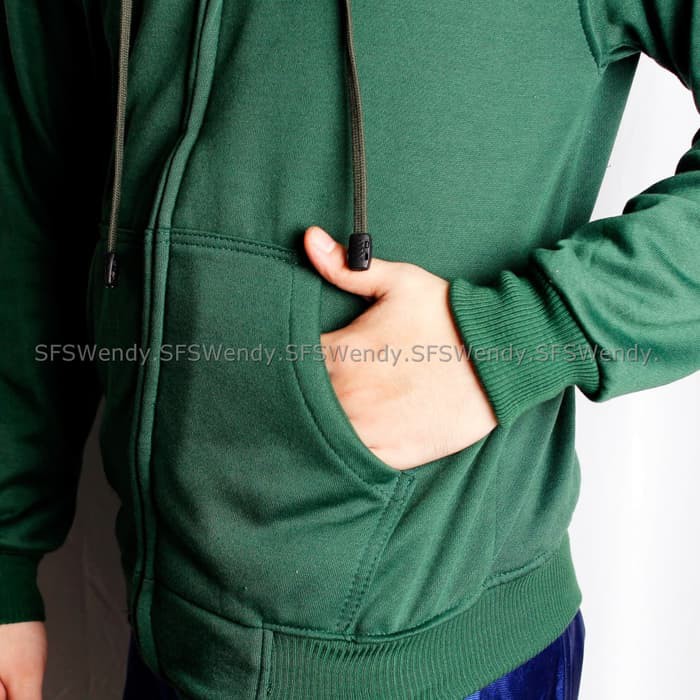 Jaket Hoodie Jumper Zipper resleting hijau green army pria original