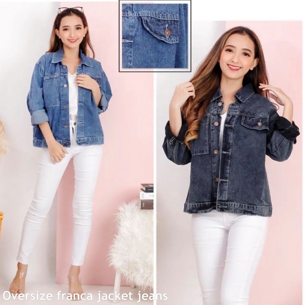 Oversize franca jacket jeans wanita by Genijeans