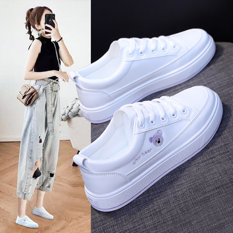 Sepatu Sneakers Putih Bear Sneaker Viral Import Kekinian Anak Muda Spatu Full White SP-187