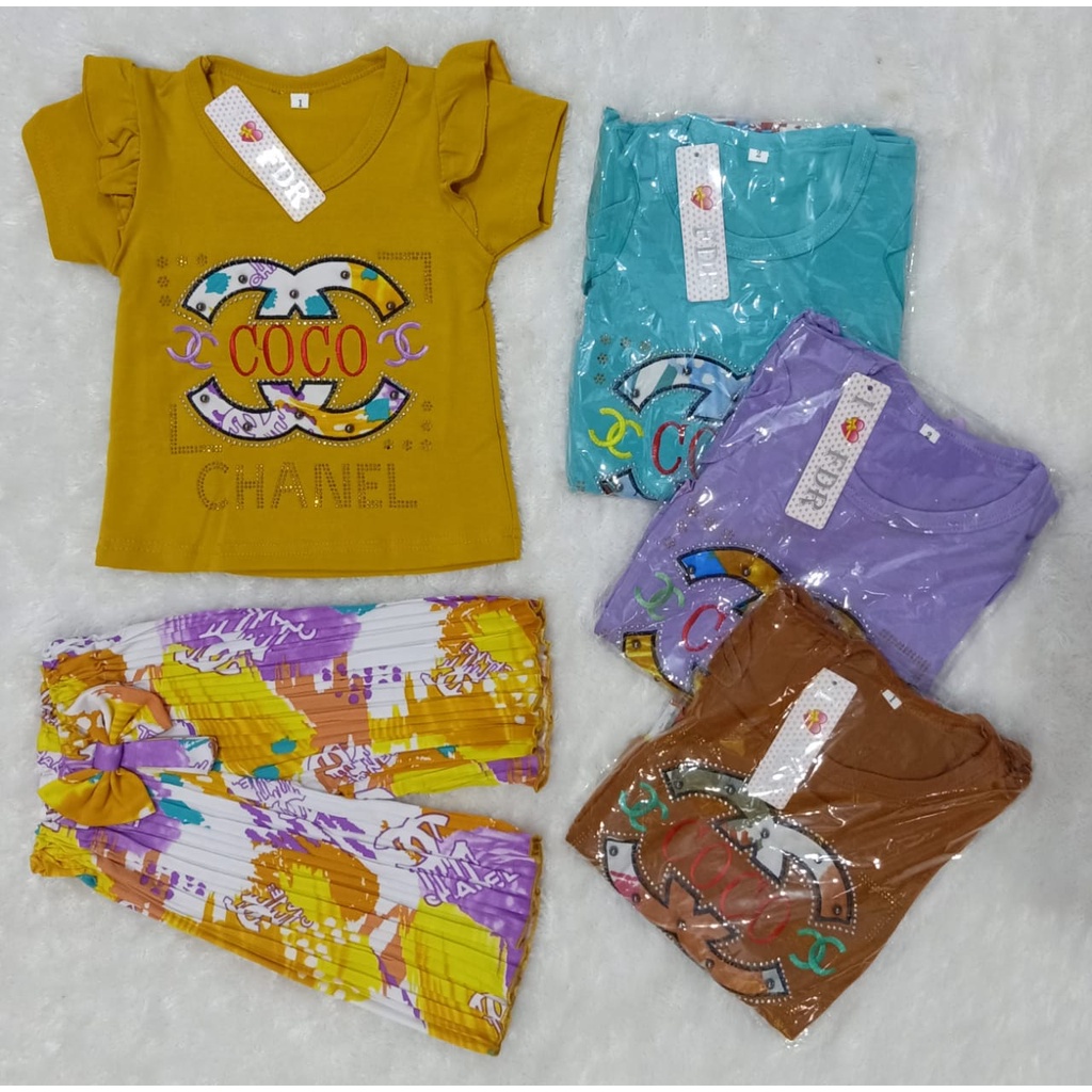 setelan kulot plisket anak Perempuan import