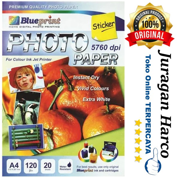 

Blueprint Sticker Photo Paper A4 120 gsm 20 sheets BP-GSA4120