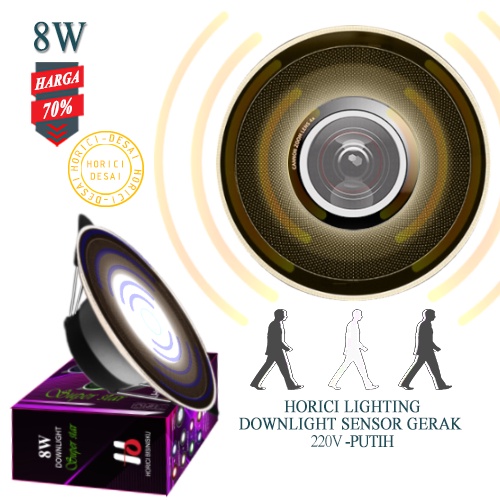 MEREK HORICI ASLI DOLIGHT SENSOR GERAK-PUTIH-8W PANEL LED/LAMPU PLAFON SENSOR GERAK