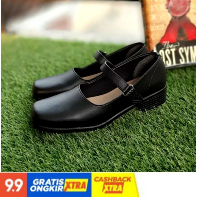 Sepatu Pantofel Wanita Hak 3 Cm Warna Hitam Untuk Paskibra Sekolah Dan Kantor