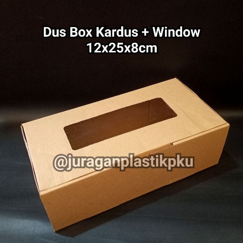 

Dus Box Kardus + Window 12x25x8 cm | Kotak Kemasan Corrugated Box 12x25 cm 12 x 25 Jendela Mika Plastik Brownies Kue Hampers 25x12x8