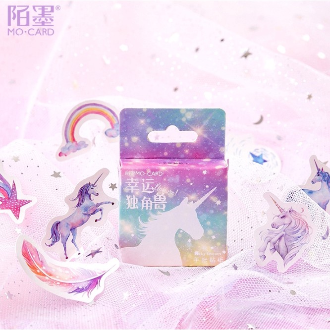 UNICORN SET DIY STICKER UNICORN DEKORASI SCRAPBOOK PLANNER DIARY (46pcs)