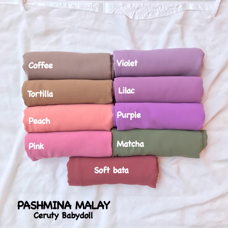50WARNA PASHMINA MALAY POLOS CERUTY BABYDOLL PREMIUM JAHIT TEPI / PASMINA CERUTI BABY DOLL MALAYSIA IMPORT SABYAN HEAVY CHIFFON KERUDUNG HIJAB JILBAB TERMURAH PART 1