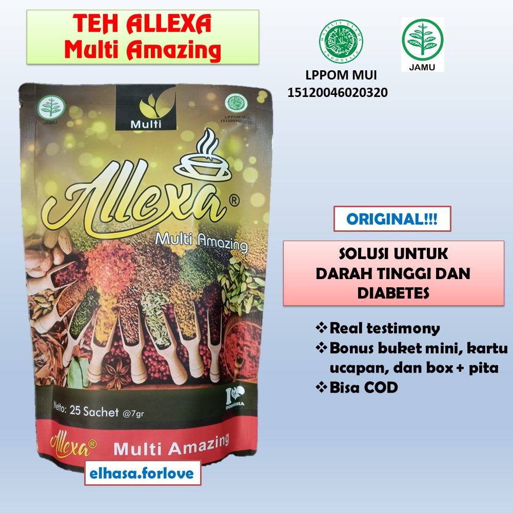 

HERBAL ALAMI DARAH TINGGI DAN DIABETES AMPUH ALLEXA MULTI AMAZING - TEH HERBAL AMPUH UNTUK DARAH TINGGI DAN DIABETES TERBUAT DARI BAHAN HERBAL HALAL - TEH ALLEXA MULTI AMAZING DENGAN KANDUNGAN TANAMAN SIRSAK DAN KELOR AMPUH ATASI DIABETES DAN DARAH TINGGI