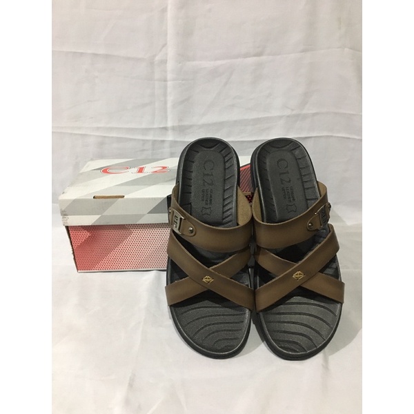 Sandal kulit asli pria C12 LR 376 OLIVE