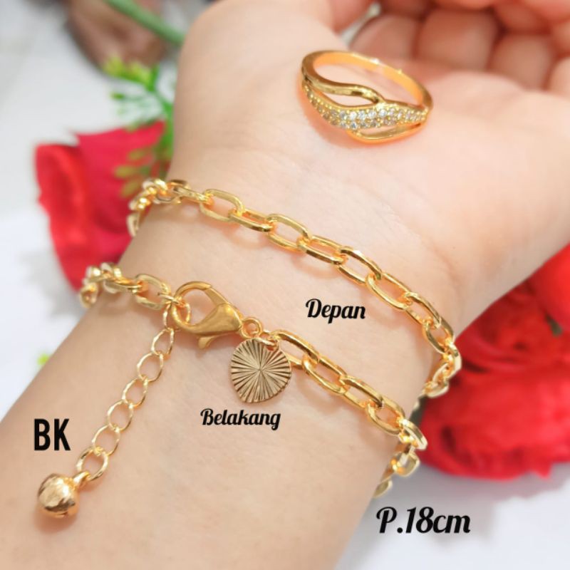 Gelang rantai FREE CINCIN (motif variasi) elegan gold&amp;silver termurah tidak karat COD