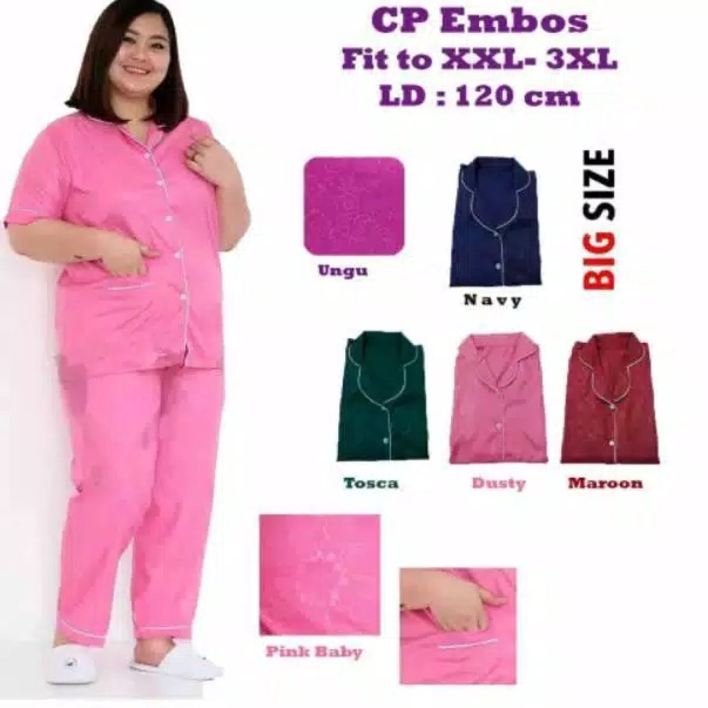 LFF Piyama CP Jumbo Wanita Dewasa-embos pink