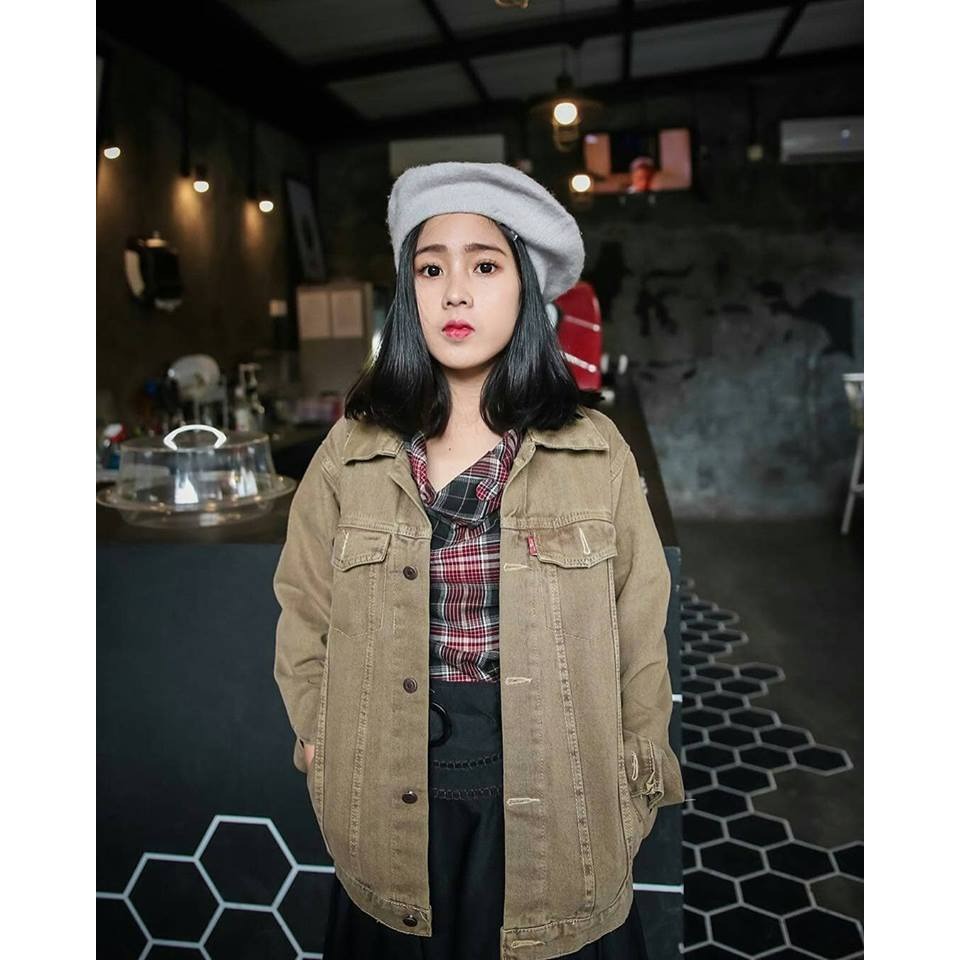 Jaket Jeans Coklat Wanita/jaket Bandung/jaket Garment/Jaket Jeans Distro/Coklat Jeans/Biowash/Denim