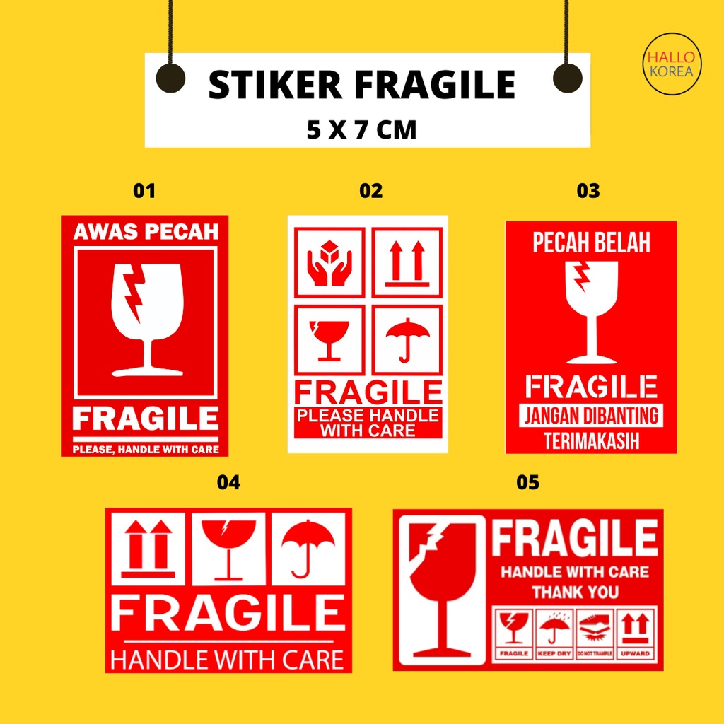 

STIKER FRAGILE / STIKER FRAGILE MURAH / STIKER FRAGILE 5 X 7 CM / STIKER PECAH BELAH