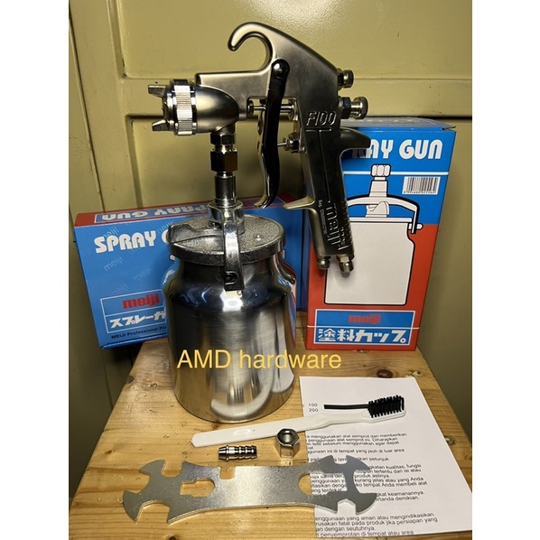 SPRAY GUN MEIJI F100 TABUNG BAWAH 1000ML SPET SEMPROTAN CAT KOMPRESOR ANGIN ORIGINAL TAIWAN