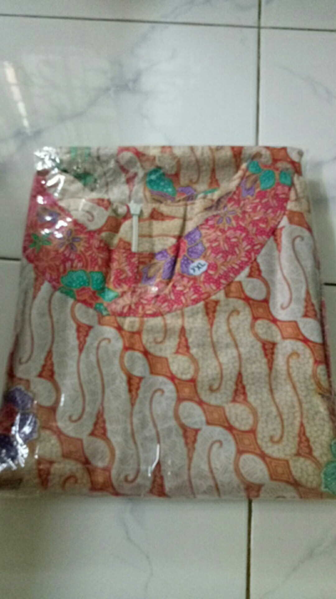 Tunik Nadine Batik Kombinasi Merah Midi Cantik Kekinian