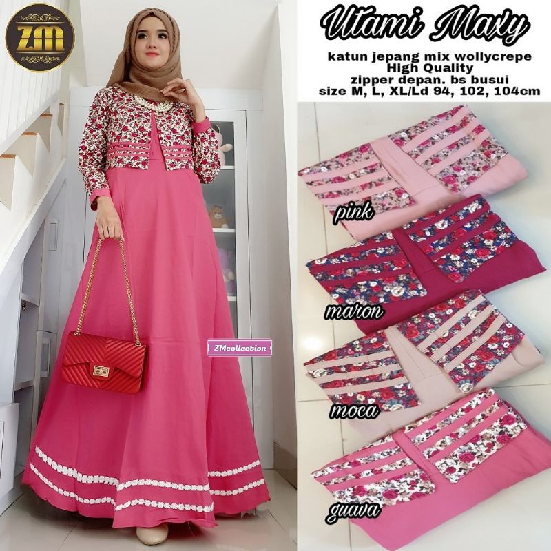 UTAMI MAXY / GAMIS KATUN JEPANG MIX WOLLYCREPE MOTIF BUNGA CANTIK ORI BY ZM ZOLA SOLO SURAKARTA